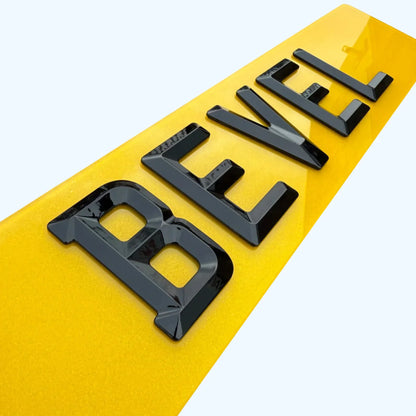 4D Retro Bevelled Number Plates - Gloss Finish