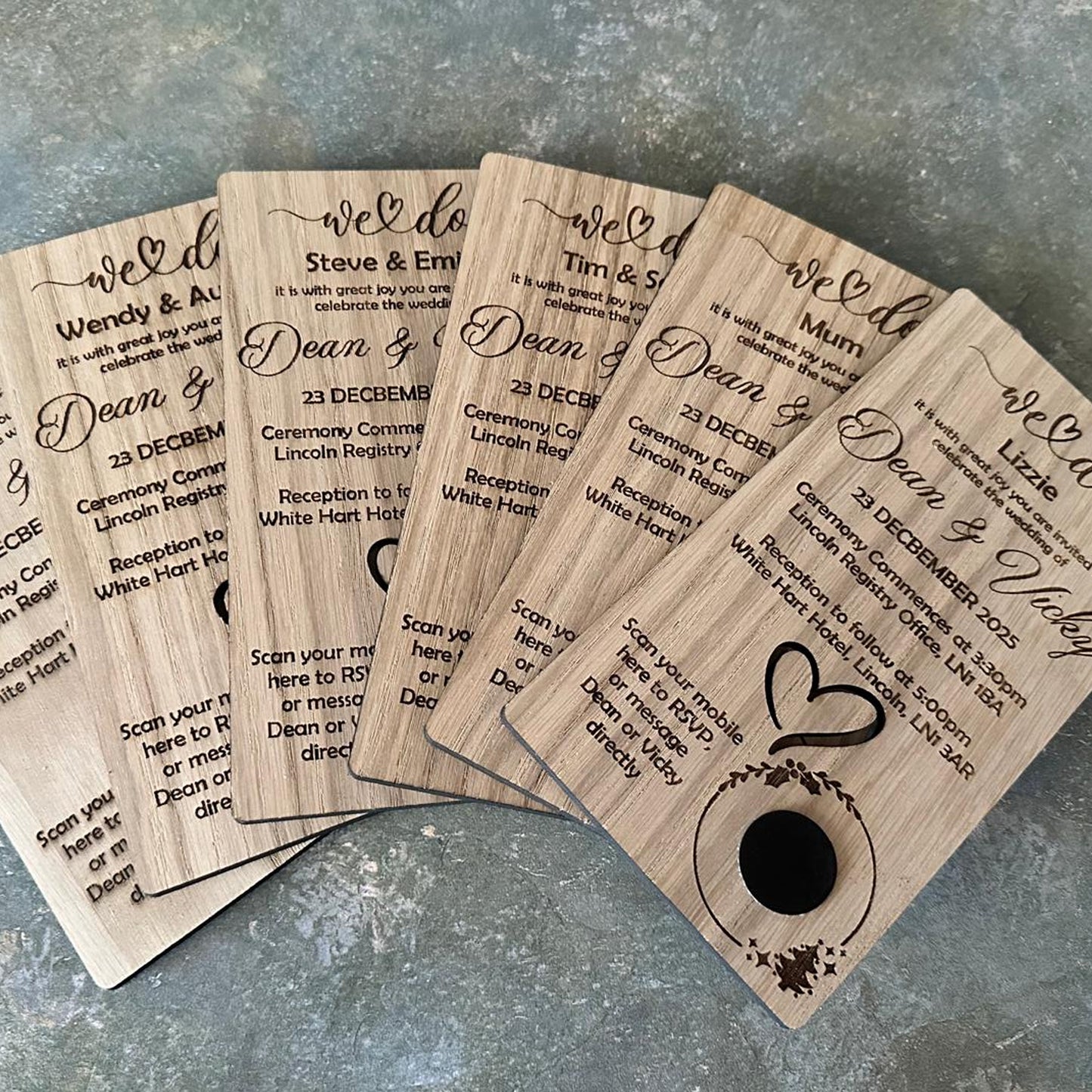 Wooden Wedding Invites - Laser Engraved