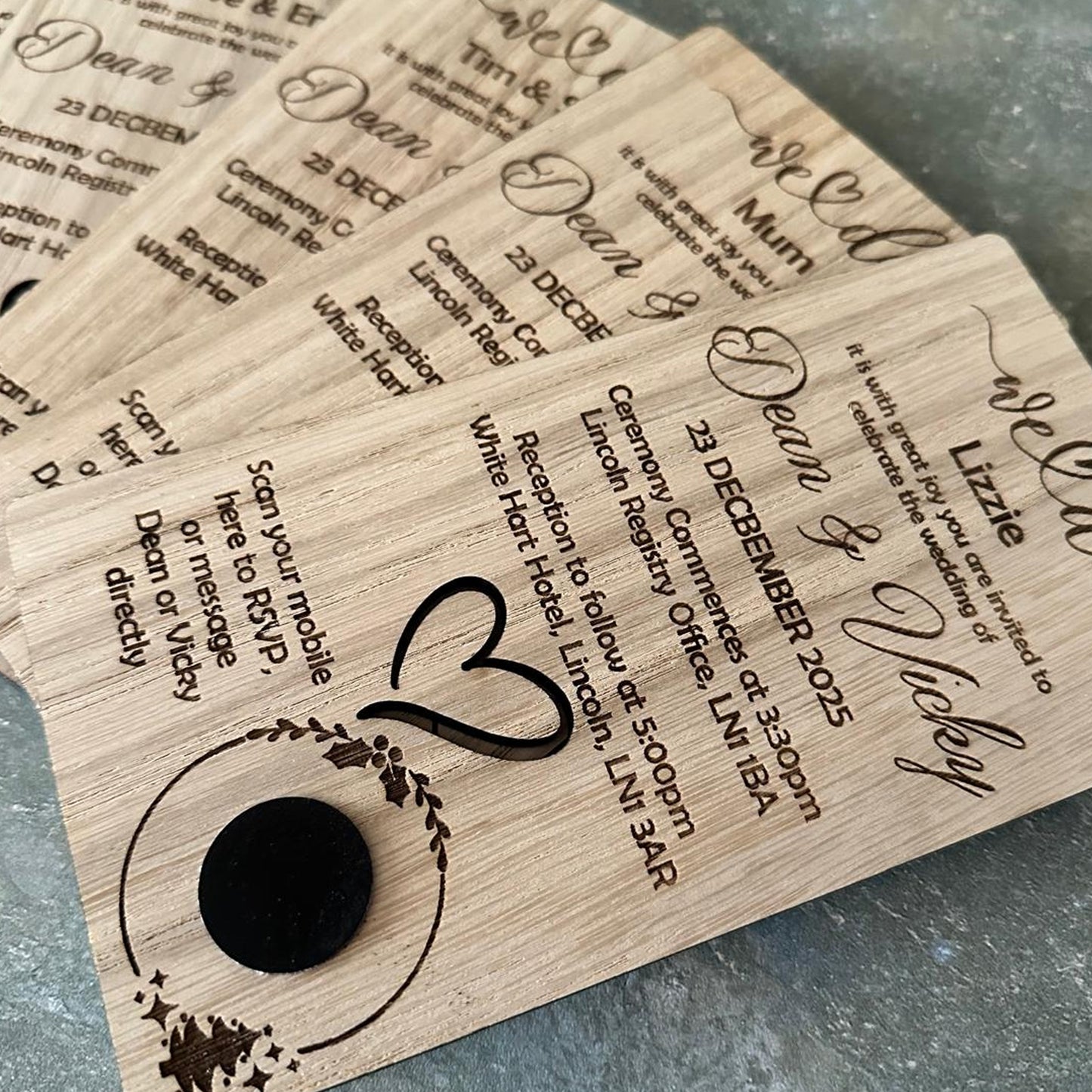 Wooden Wedding Invites - Laser Engraved
