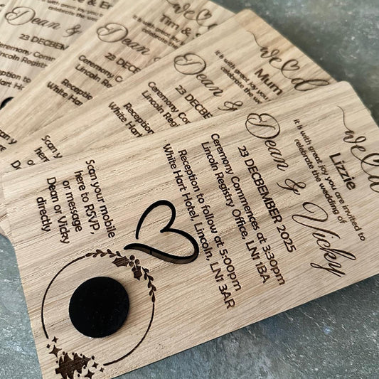 Wooden Wedding Invites - Laser Engraved
