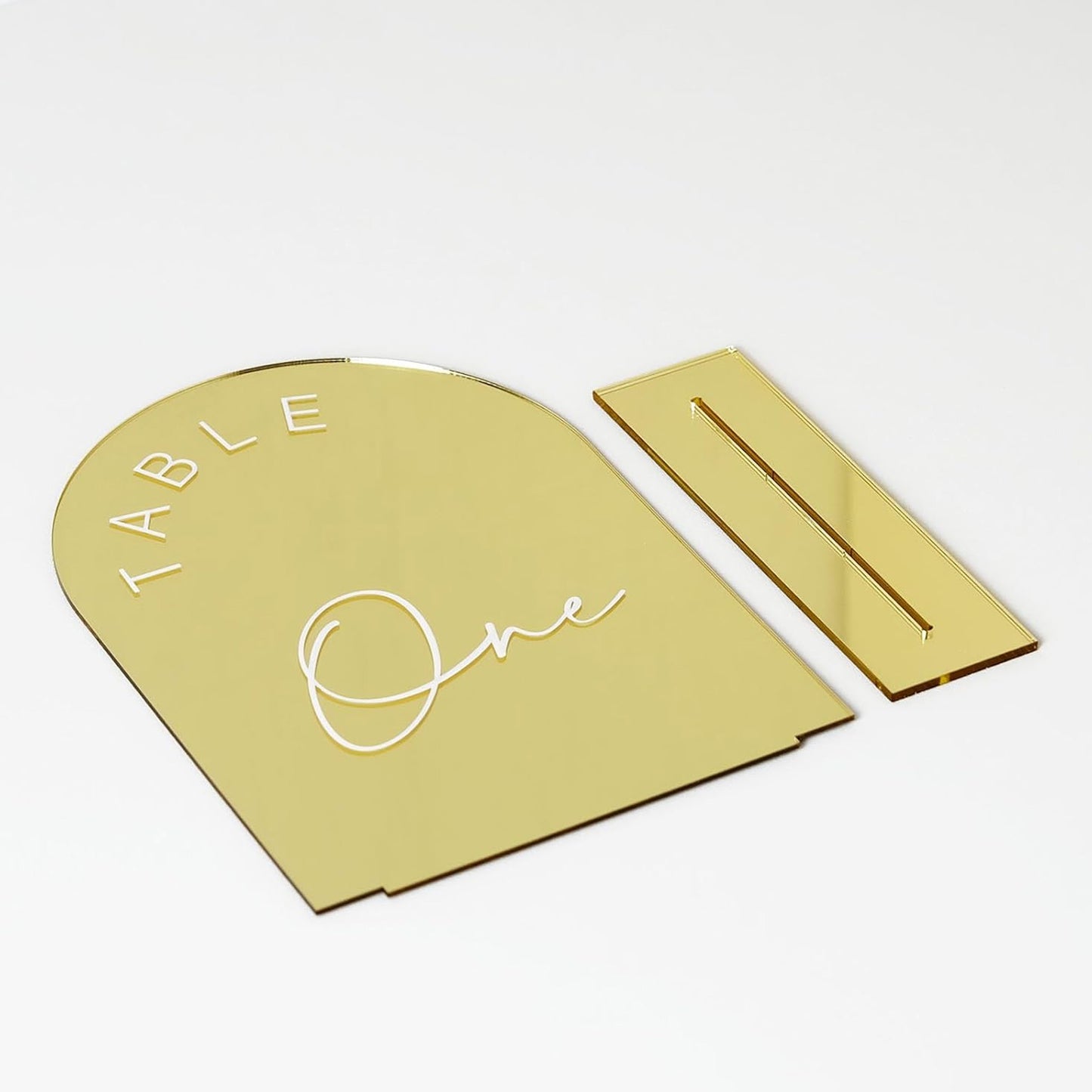 Gold Mirror Arched Wedding Table Number