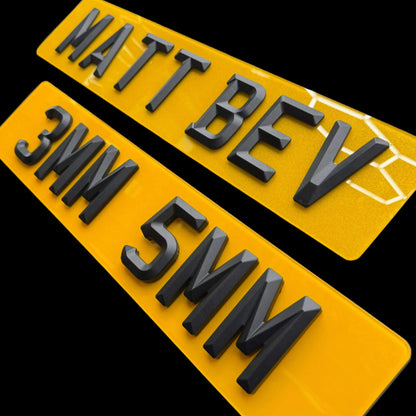 Matt 4D Retro Number Plates