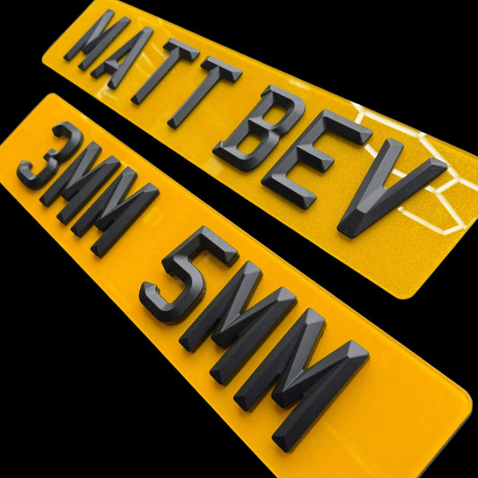 Matt 4D Retro Number Plates